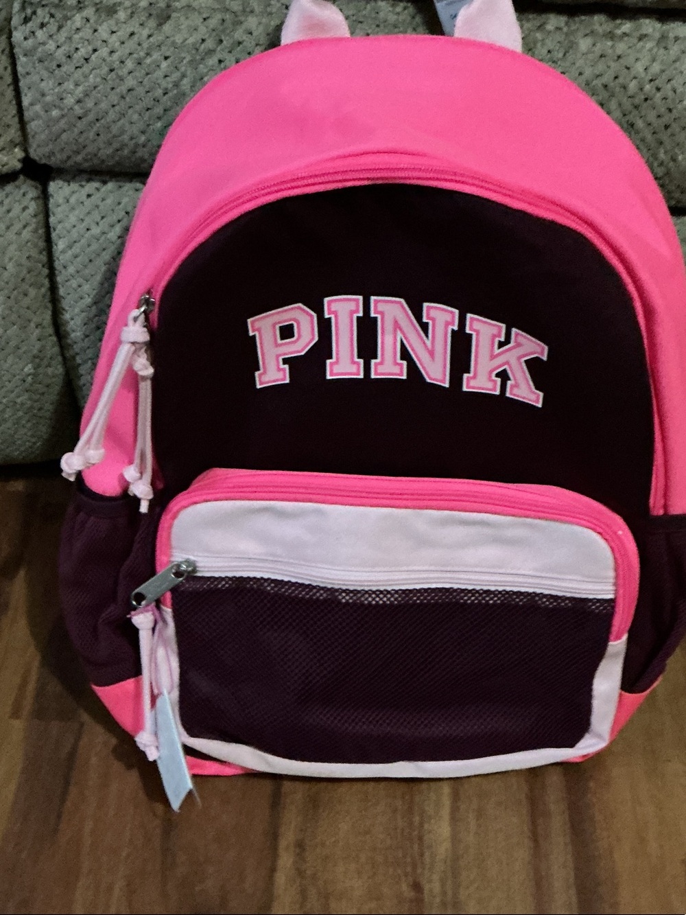 PINK Victoria's Secret Hot Pink & Dark Purple women canvas Backpack college